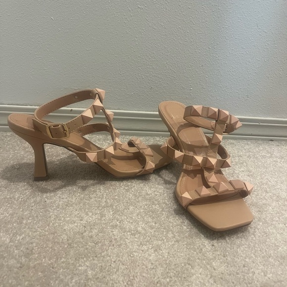 Studded Tan Women's Sandals - Picture 2 of 3